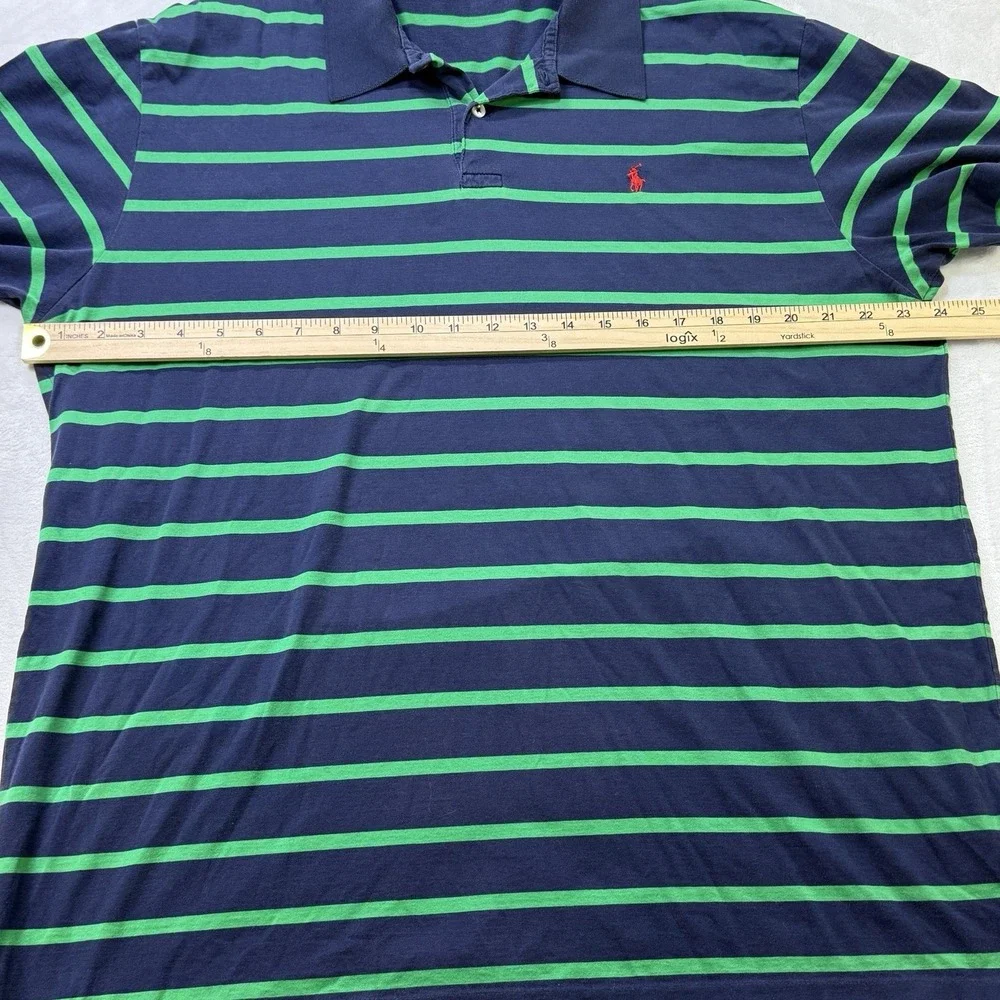 Vintage Y2K Polo by Ralph Lauren Stripe Polo Shirt XL Navy‎ 90s Blue Orange
